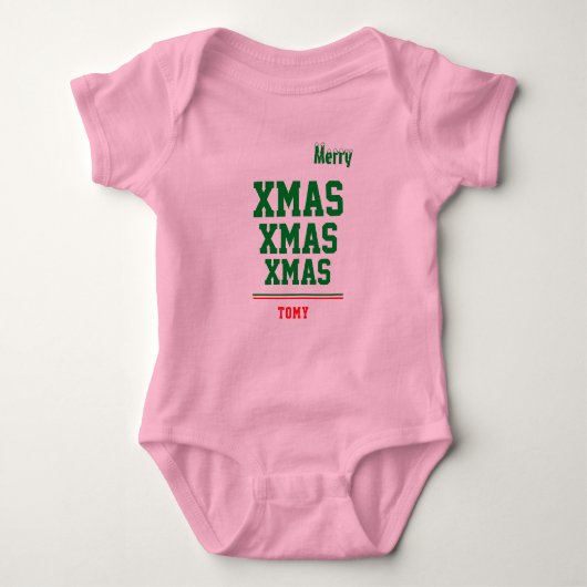 Kerst gepersonaliseerd Baby Jersey Bodysuit kleur (Voorkant)