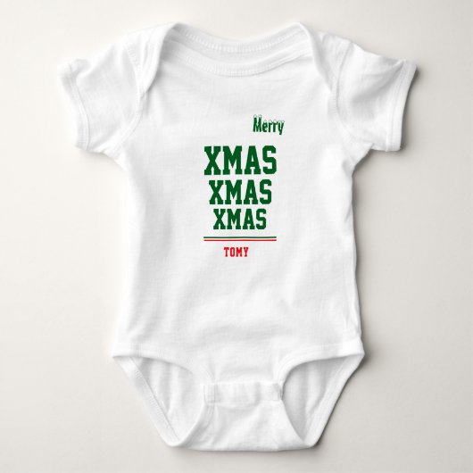 Kerst gepersonaliseerd Baby Jersey Bodysuit kleur (Voorkant)