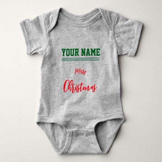 Kerst gepersonaliseerd Baby Jersey Onesie kleur Romper (Voorkant)