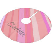 Kerst Gepersonaliseerd Roze Snoep Gestreept Kerstboom Rok (Gekanteld)