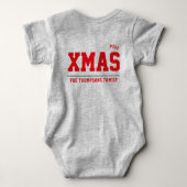 Kerst gepersonaliseerde Baby Jersey Bodysuit grijs (Achterkant)