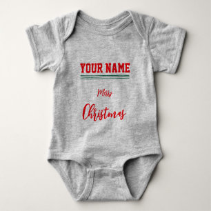 Kerst gepersonaliseerde Baby Jersey Bodysuit grijs
