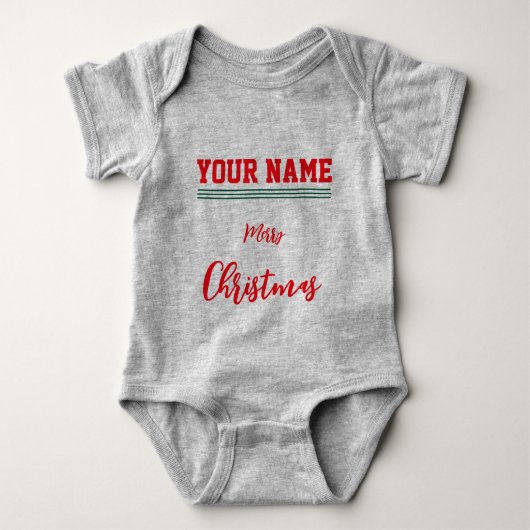 Kerst gepersonaliseerde Baby Jersey Bodysuit grijs (Voorkant)