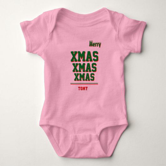 Kerst gepersonaliseerde Baby Jersey Bodysuit kleur (Voorkant)
