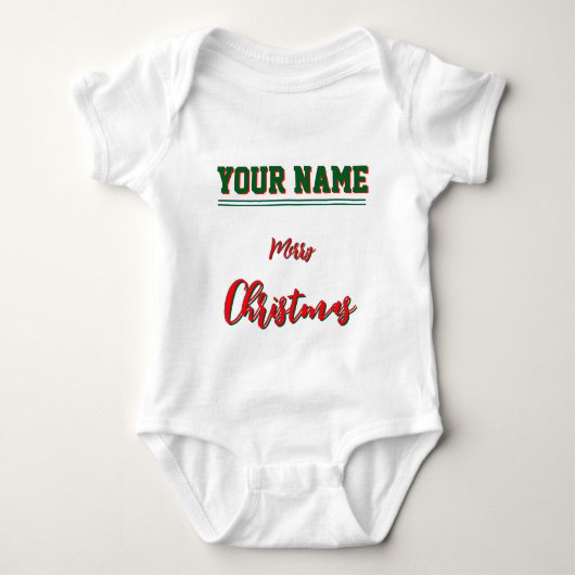 Kerst gepersonaliseerde Baby Jersey Bodysuit kleur (Voorkant)