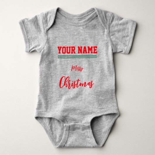 Kerst gepersonaliseerde Baby Jersey Bodysuit kleur (Voorkant)