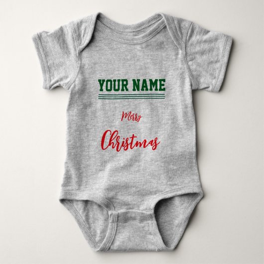 Kerst gepersonaliseerde Baby Jersey Bodysuit kleur (Voorkant)