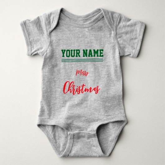 Kerst gepersonaliseerde Baby Jersey Bodysuit kleur (Voorkant)