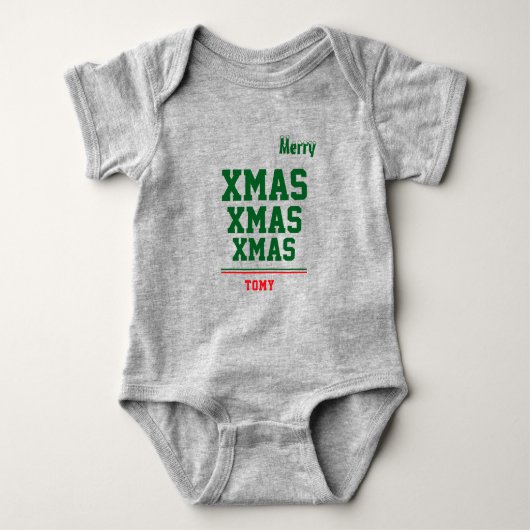 Kerst gepersonaliseerde Baby Jersey Bodysuit kleur (Voorkant)