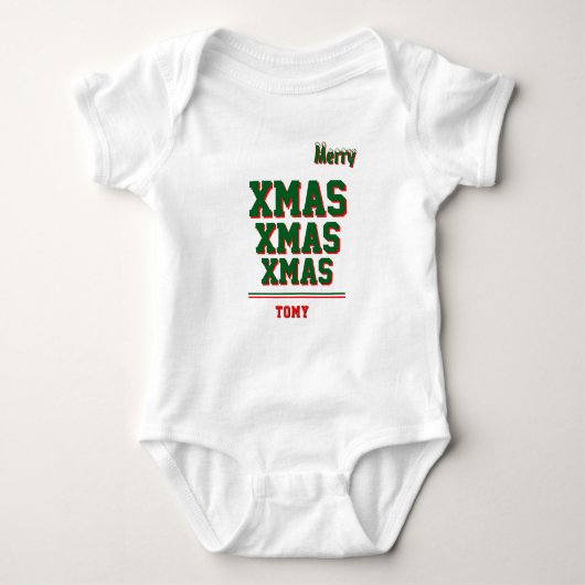 Kerst gepersonaliseerde Baby Jersey Bodysuit kleur (Voorkant)