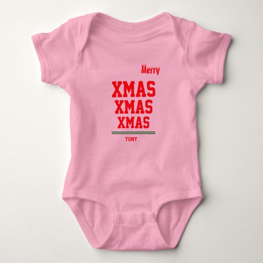 Kerst gepersonaliseerde Baby Jersey Bodysuit kleur (Voorkant)