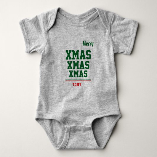 Kerst gepersonaliseerde Baby Jersey Bodysuit kleur (Voorkant)