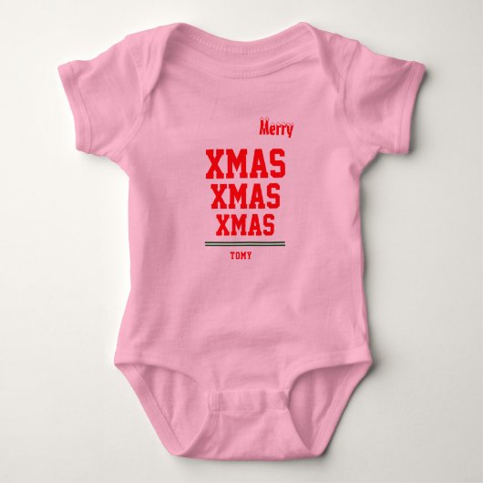 Kerst gepersonaliseerde Baby Jersey Bodysuit kleur (Voorkant)
