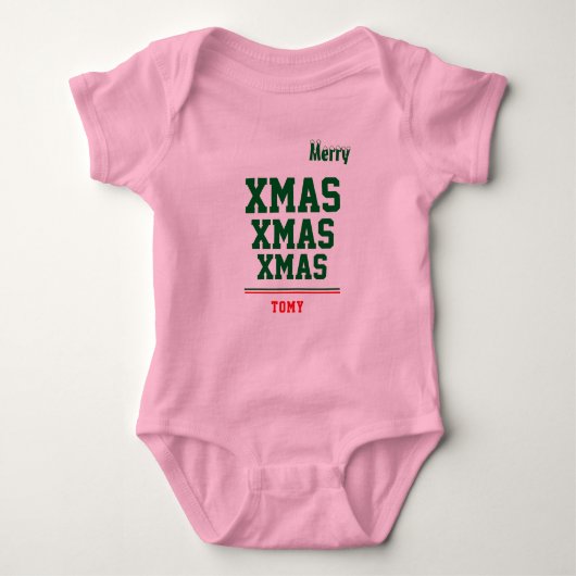 Kerst gepersonaliseerde Baby Jersey Bodysuit kleur (Voorkant)