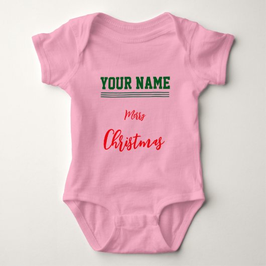 Kerst gepersonaliseerde Baby Jersey Bodysuit kleur (Voorkant)