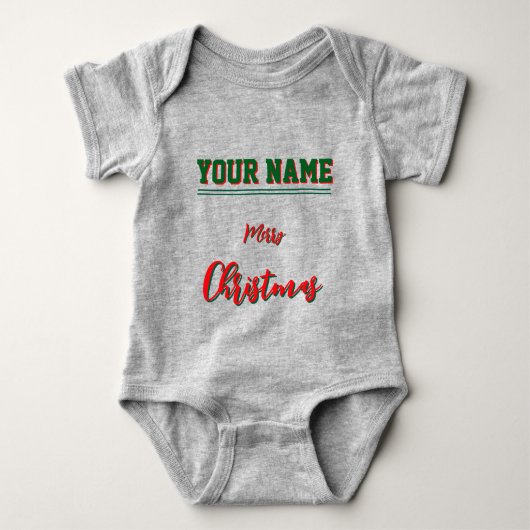 Kerst gepersonaliseerde Baby Jersey Bodysuit kleur (Voorkant)