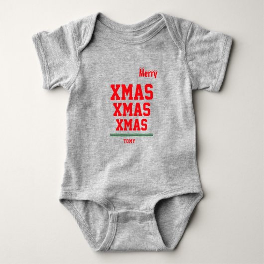 Kerst gepersonaliseerde Baby Jersey Bodysuit kleur (Voorkant)