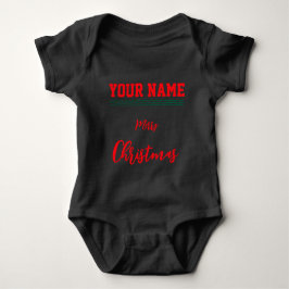 Kerst gepersonaliseerde Baby Jersey Bodysuit zwart