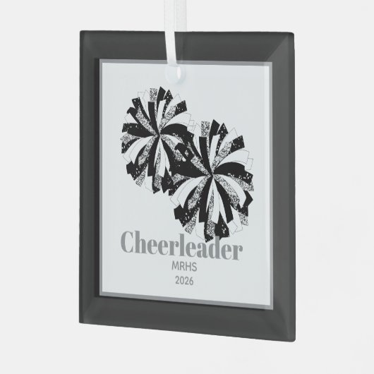 Kerst Gepersonaliseerde Cheer Poms Glass Ornament (Voorkant links)