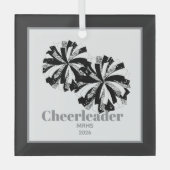 Kerst Gepersonaliseerde Cheer Poms Glass Ornament (Voorkant)