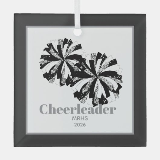 Kerst Gepersonaliseerde Cheer Poms Glass Ornament (Voorkant)