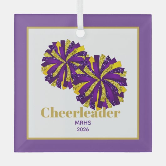 Kerst Gepersonaliseerde Cheer Poms Glass Ornament (Voorkant)