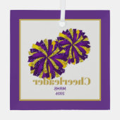 Kerst Gepersonaliseerde Cheer Poms Glass Ornament (Achterkant)