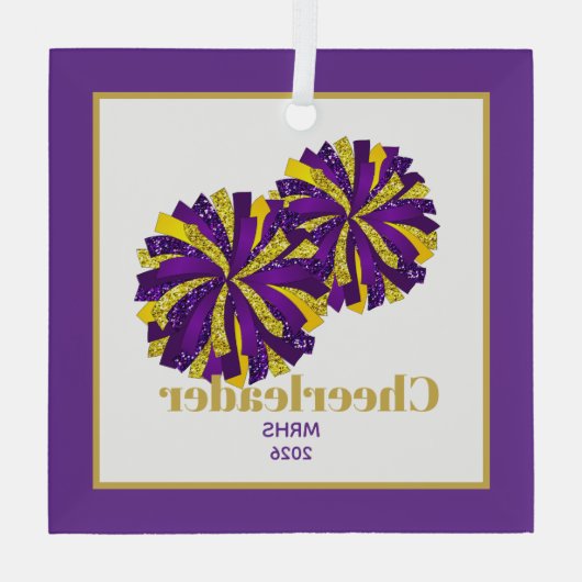 Kerst Gepersonaliseerde Cheer Poms Glass Ornament (Achterkant)