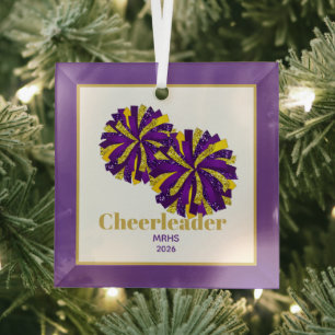 Kerst Gepersonaliseerde Cheer Poms Glass Ornament