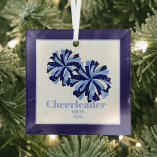 Kerst Gepersonaliseerde Cheer Poms Glass Ornament