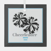 Kerst Gepersonaliseerde Cheer Poms Glass Ornament (Voorkant)