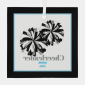Kerst Gepersonaliseerde Cheer Poms Glass Ornament (Achterkant)