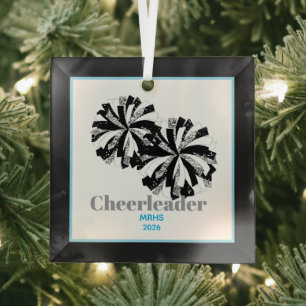 Kerst Gepersonaliseerde Cheer Poms Glass Ornament