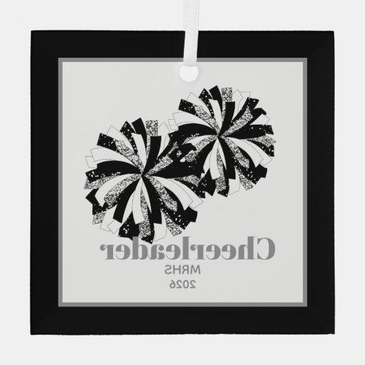 Kerst Gepersonaliseerde Cheer Poms Glass Ornament (Achterkant)