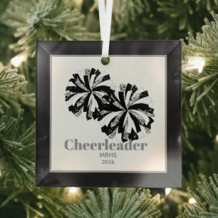 Kerst Gepersonaliseerde Cheer Poms Glass Ornament