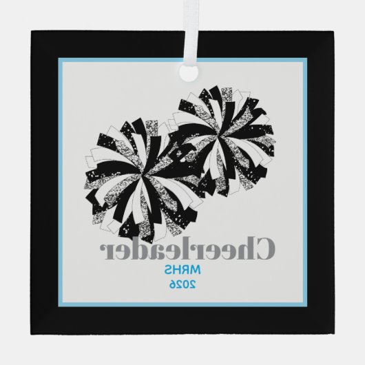 Kerst Gepersonaliseerde Cheer Poms Glass Ornament (Achterkant)