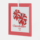 Kerst Gepersonaliseerde Cheer Poms Glass Ornament (Voorkant links)
