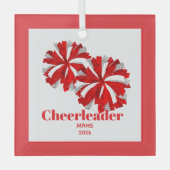 Kerst Gepersonaliseerde Cheer Poms Glass Ornament (Voorkant)