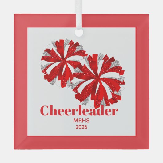 Kerst Gepersonaliseerde Cheer Poms Glass Ornament (Voorkant)