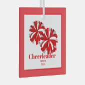 Kerst Gepersonaliseerde Cheer Poms Glass Ornament (Voorkant Rechts)