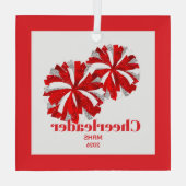 Kerst Gepersonaliseerde Cheer Poms Glass Ornament (Achterkant)