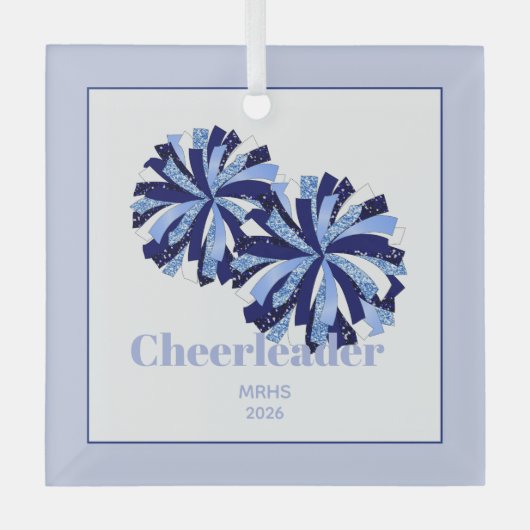 Kerst Gepersonaliseerde Cheer Poms Glass Ornament (Voorkant)