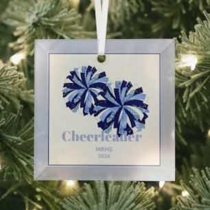 Kerst Gepersonaliseerde Cheer Poms Glass Ornament