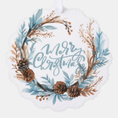 Kerst Gepersonaliseerde foto krans en typografie Ornament Kaart (Voorkant)