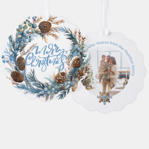 Kerst Gepersonaliseerde foto krans en typografie Ornament Kaart