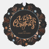 Kerst Gepersonaliseerde foto krans en typografie Ornament Kaart (Voorkant)