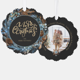 Kerst Gepersonaliseerde foto krans en typografie Ornament Kaart