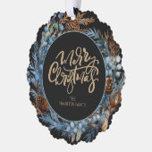 Kerst Gepersonaliseerde foto krans en typografie Ornament Kaart (Links)