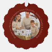 Kerst Gepersonaliseerde foto krans Red Berry Ornament Kaart (Achterkant)