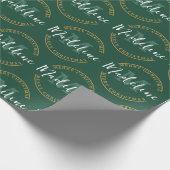 Kerst Gepersonaliseerde Monogram Naam Custom Groen Cadeaupapier (Hoek)